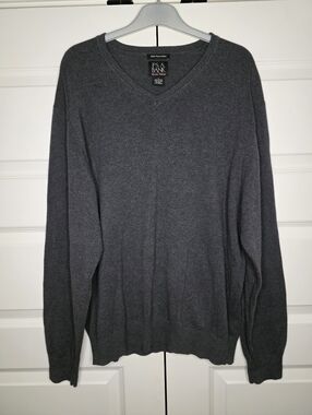Jos. A. Bank Mens Large 'Signature Collection' Long Sleeve Gray V-Neck Sweater